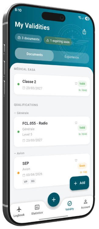 AerisLog validity management screen